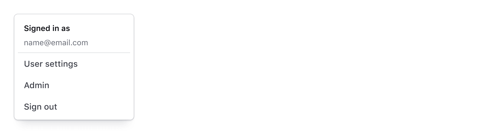 Dropdown menu at 200px wide